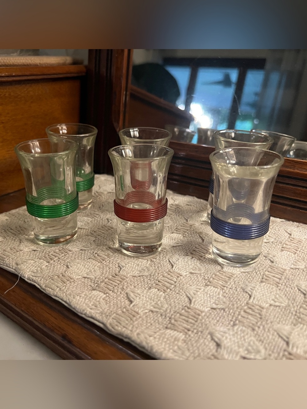 VINTAGE‎ Blade Runner Set of 6 Mid-Century Modern Celluloid Banded Shot Glasses